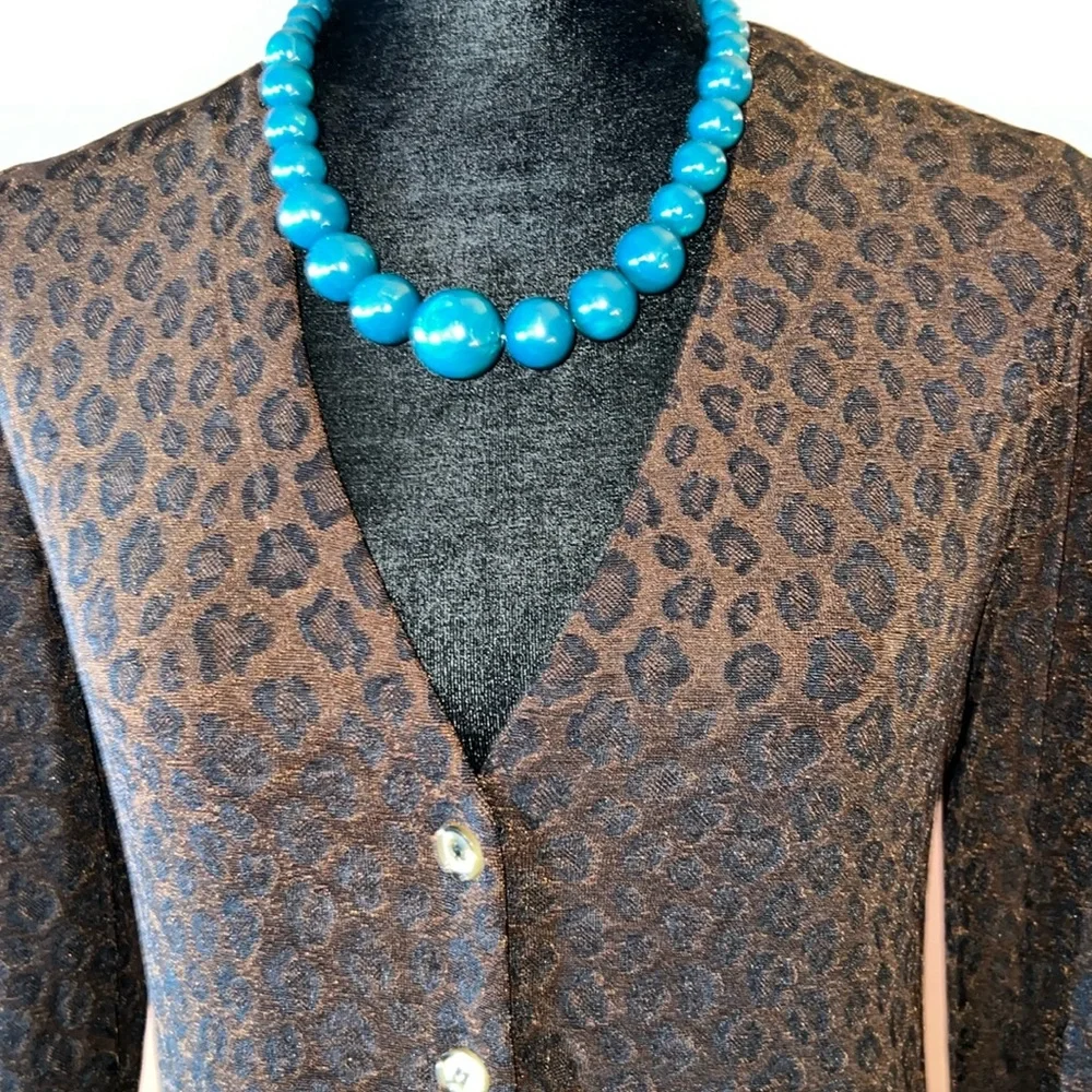 Vintage Rabbit Rabbit Rabbit Size 4P Animal Print V Neckline Midi Cardigan - Picture 13 of 15